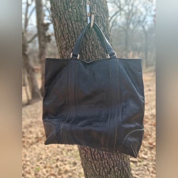 Ellen Tracy Handbags - Black Leather Tote Bag